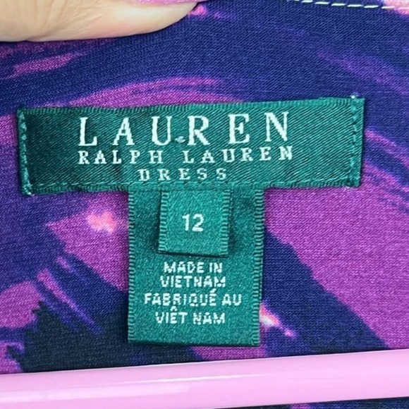 Lauren Ralph Lauren Multicolor Floral Print V Neck Ruched Wiggle Dress Size 12 - Picture 6 of 8